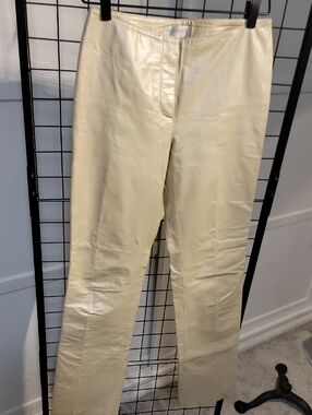 Hugo Buscati Beige Leather Pants Size 4